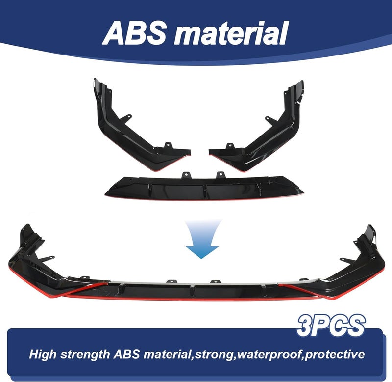 Gear Up Front Bumper Lip for Honda Civic 11th Gen 2022-2024 PP Front Lip Splitter Spoiler(Red&Black) - Image 3